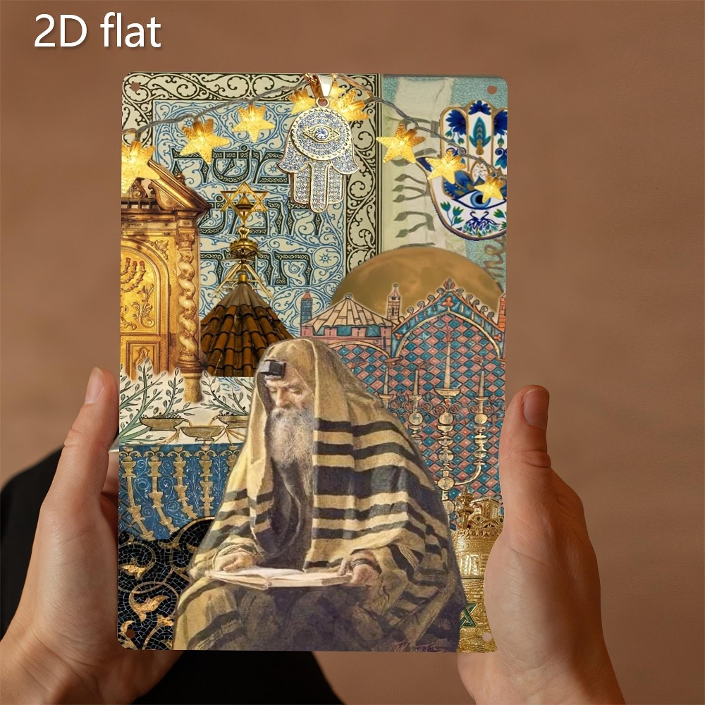 Home Decor - CIFBUY ヴィンテージユダヤ長老読書アルミ製ウォールアート 8x8 インチ防水メタルサイン 屋内屋外用 ホームデコレーション