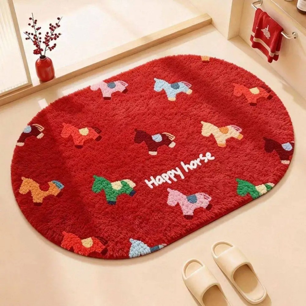Quick Dry Diatomite Bath Mat - VIKAMA 滑り止め馬干支柄洗えるバスマット吸水速乾浴室入口用
