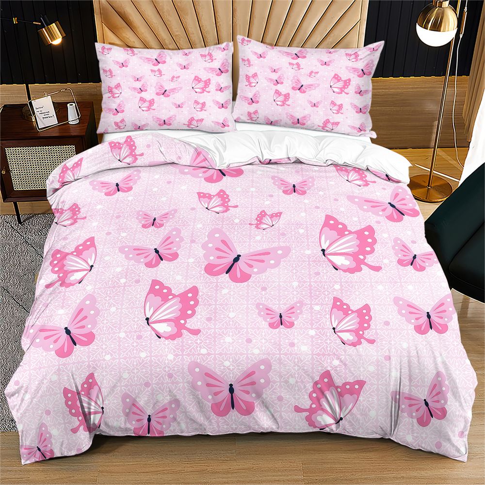 Aesthetic Floral Duvet Cover - 蝶布団カバーセット美的花柄寝具セットデジタルプリントキルトカバーソフトマイクロファイバー寝室の家の装飾