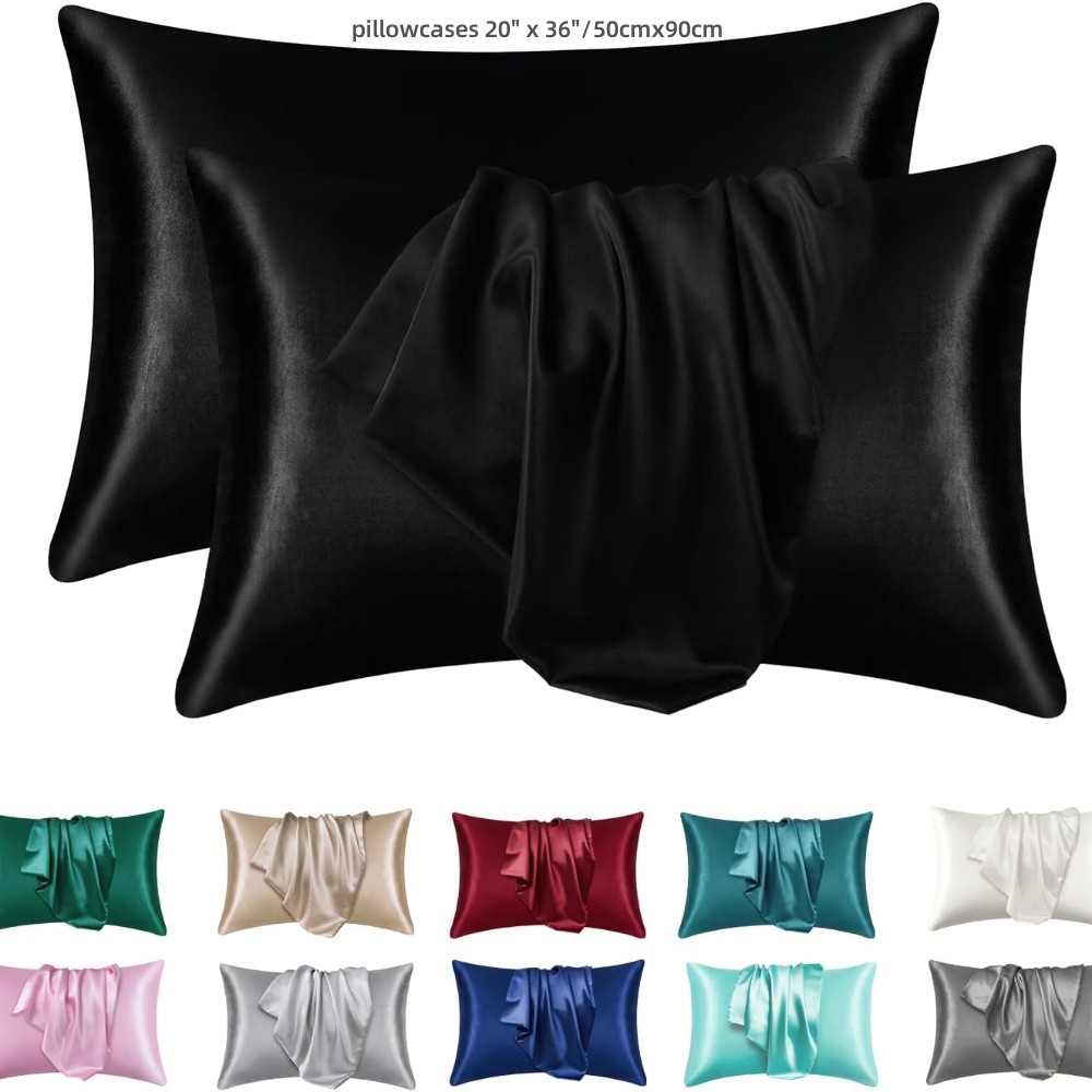 Satin Silk Pillowcase Hair Skin - 髪と肌用のサテン枕カバー2枚パック、シルクサテン枕カバー、クイーンサイズ枕カバー2枚セット、シルキー枕カバー