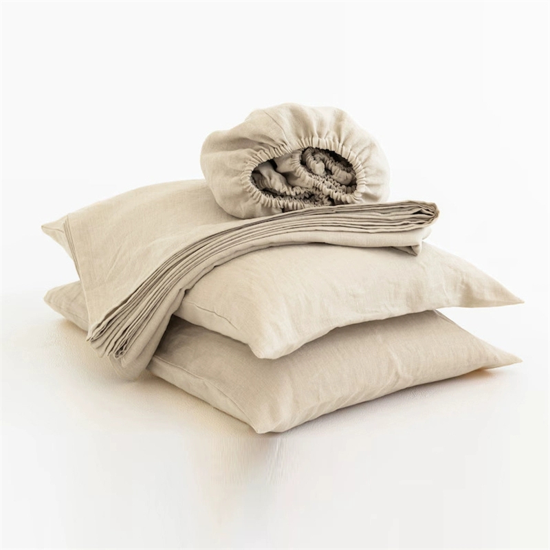 Fitted Bed Sheets Deep Pocket - 100％リネン製ソフトベッドシーツ、クイーンサイズシーツセット、寝具セット1枚の深型フィットシーツ+1枚のフラットシーツ+2枚の枕カバー