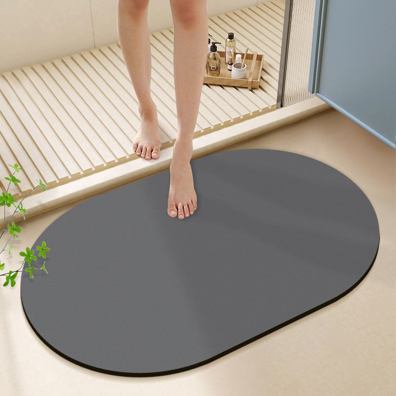 Quick Dry Diatomite Bath Mat - VIKAMA 不規則な楕円形珪藻土バスマット速乾性ノンスリップグレーシャワーラグソリッドカラー吸収性エントリーベッドルームドアマット装飾
