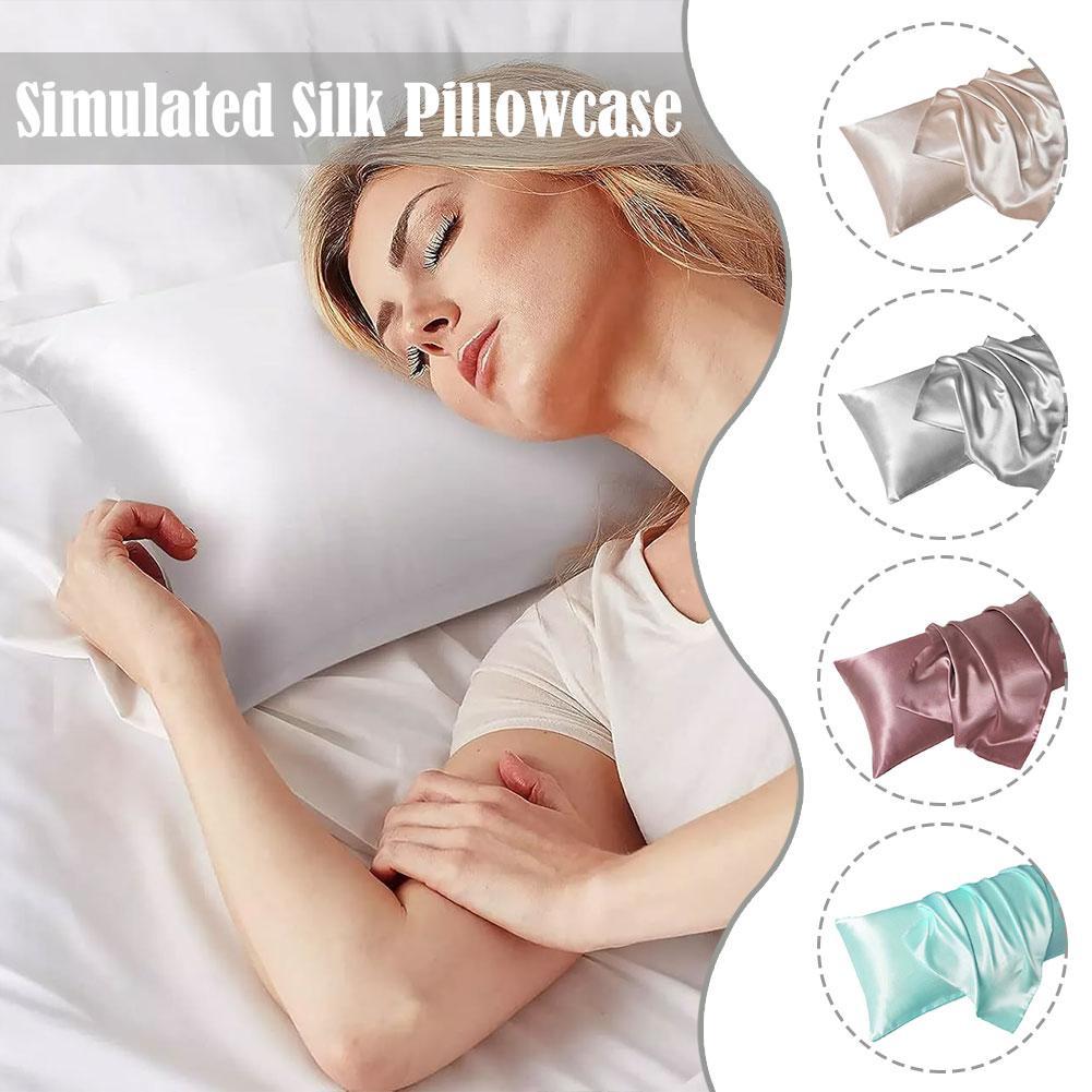 Satin Silk Pillowcase Hair Skin - 高級サテン枕カバーヘアスキンシルクサテン枕カバー 51 × 66/76 センチメートル枕カバーセットシルキー枕カバー封筒閉鎖