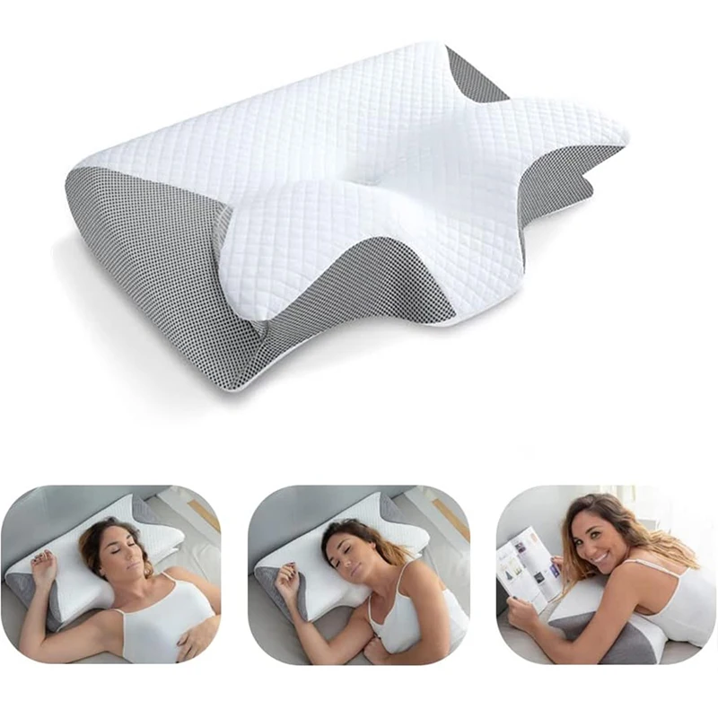 Memory Foam Orthopedic Pillow Neck Pain - 整形外科用輪郭ネックピロー メモリーフォーム 2 in 1 人間工学に基づいた頸椎枕