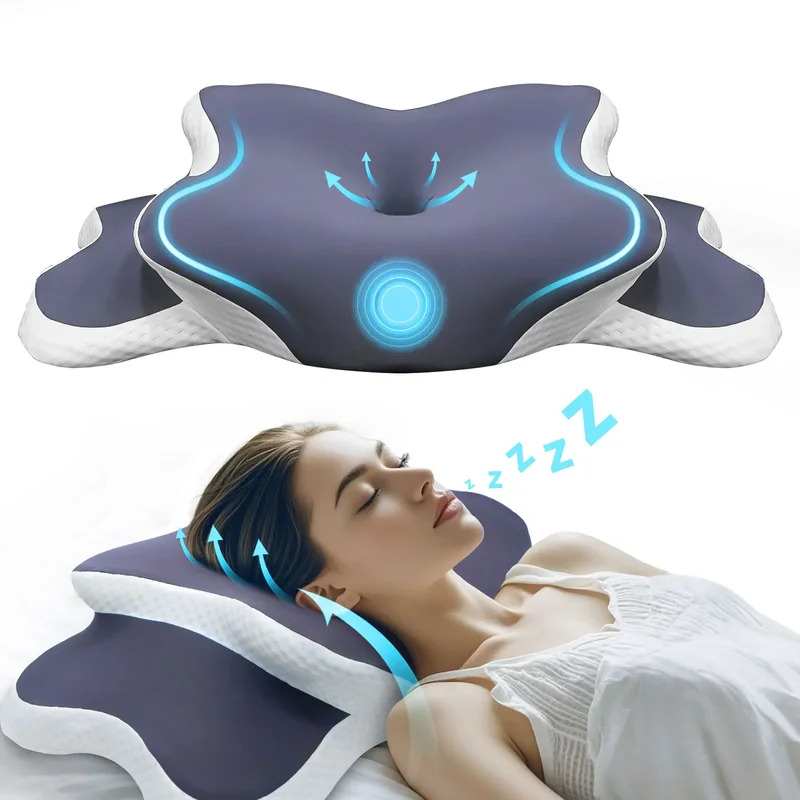 Memory Foam Orthopedic Pillow Neck Pain - 低反発枕 頸椎枕 首の痛み緩和 輪郭形状記憶枕 人間工学に基づいた整形外科用ネックサポート 横向き寝・仰向け寝・うつ伏せ寝対応