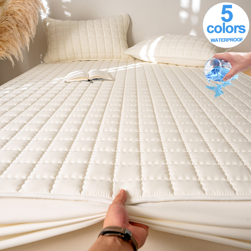 Waterproof Mattress Protector Breathable - 防水高品質マットレスカバー - 抗菌性低刺激性マットレスプロテクター、ノイズレスボックスシーツ、無地