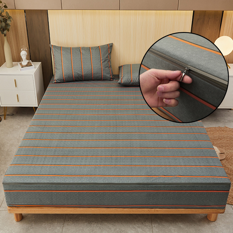 Waterproof Mattress Protector Breathable - 印刷された防水マットレスカバー,ジッパー付き,6面,フィットシート,取り外し可能,通気性,パッド保護