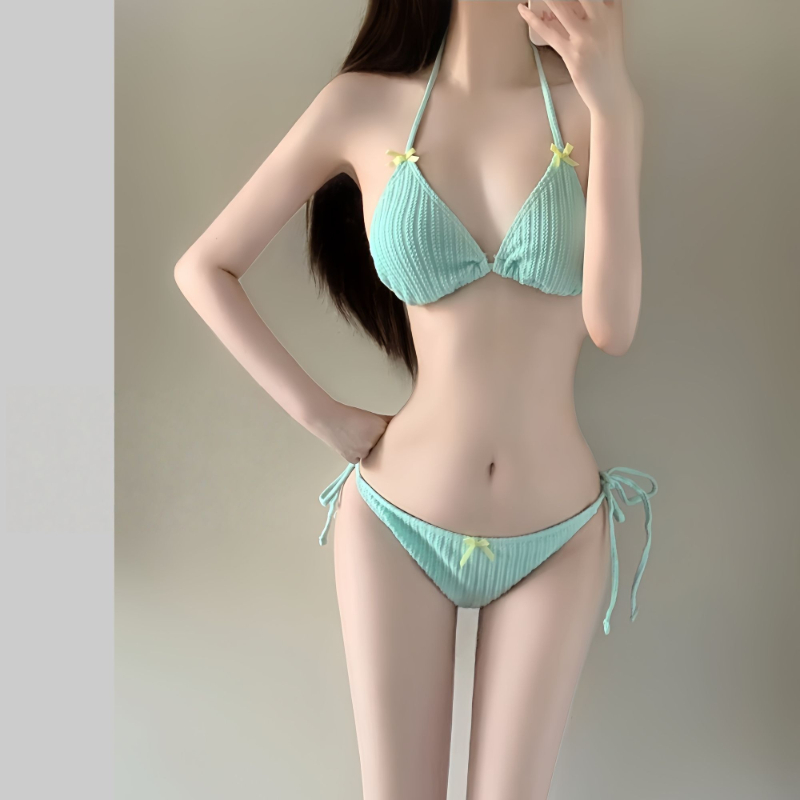 Bath - 2026年夏 レディース 長袖ビキニセット 韓国ファッション 可愛い女の子用水着 スリムビーチ水着