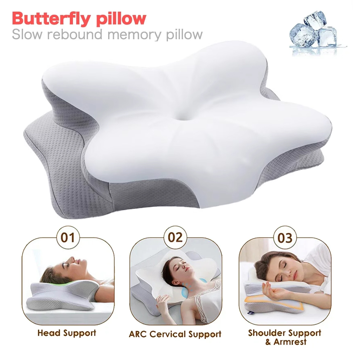 Memory Foam Orthopedic Pillow Neck Pain - 人間工学に基づいた整形外科低反発枕通気性肩の痛みソフト記憶睡眠頚椎枕マット肩首マッサージャー