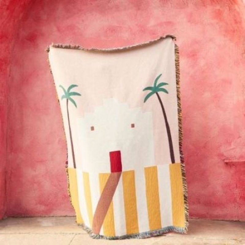 Boho Throw Blanket Fringe - カラフルなアウトドアキャンプ装飾マット、テキスタイルシティイン、海辺の家のパターンブランケット、かわいい漫画機能ブランケット、インスタイル