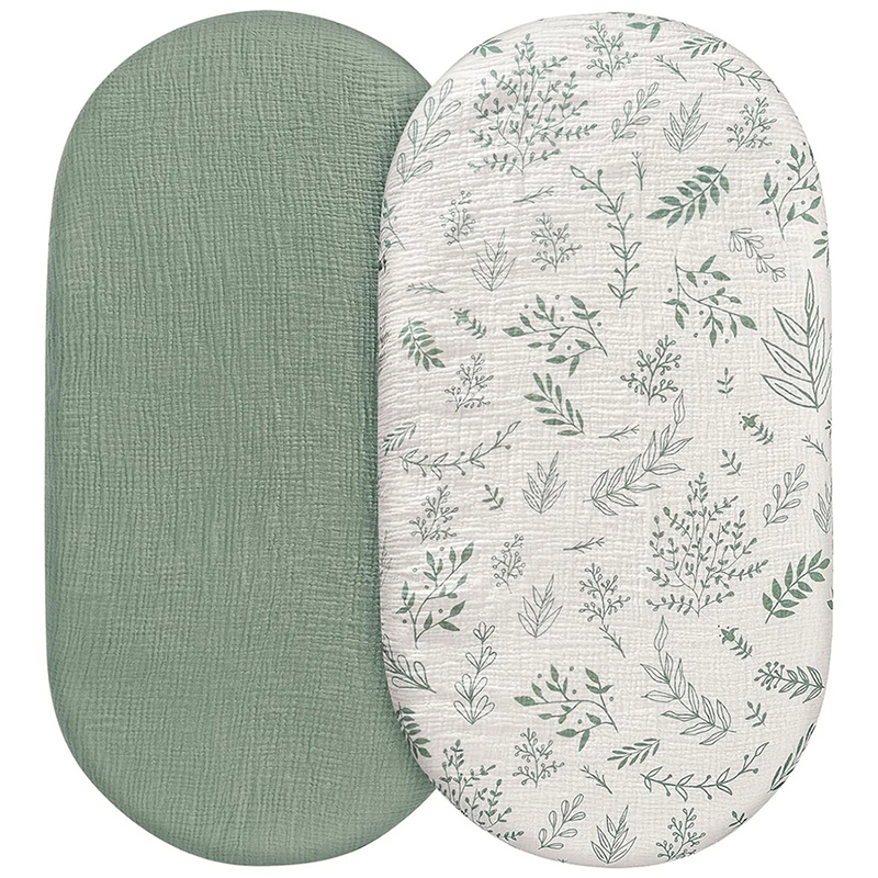 Muslin Cotton Bedspread - モスリンバシネットシート 赤ちゃん 女の子 男の子用 ソフト通気性バシネットシート フィットフィット