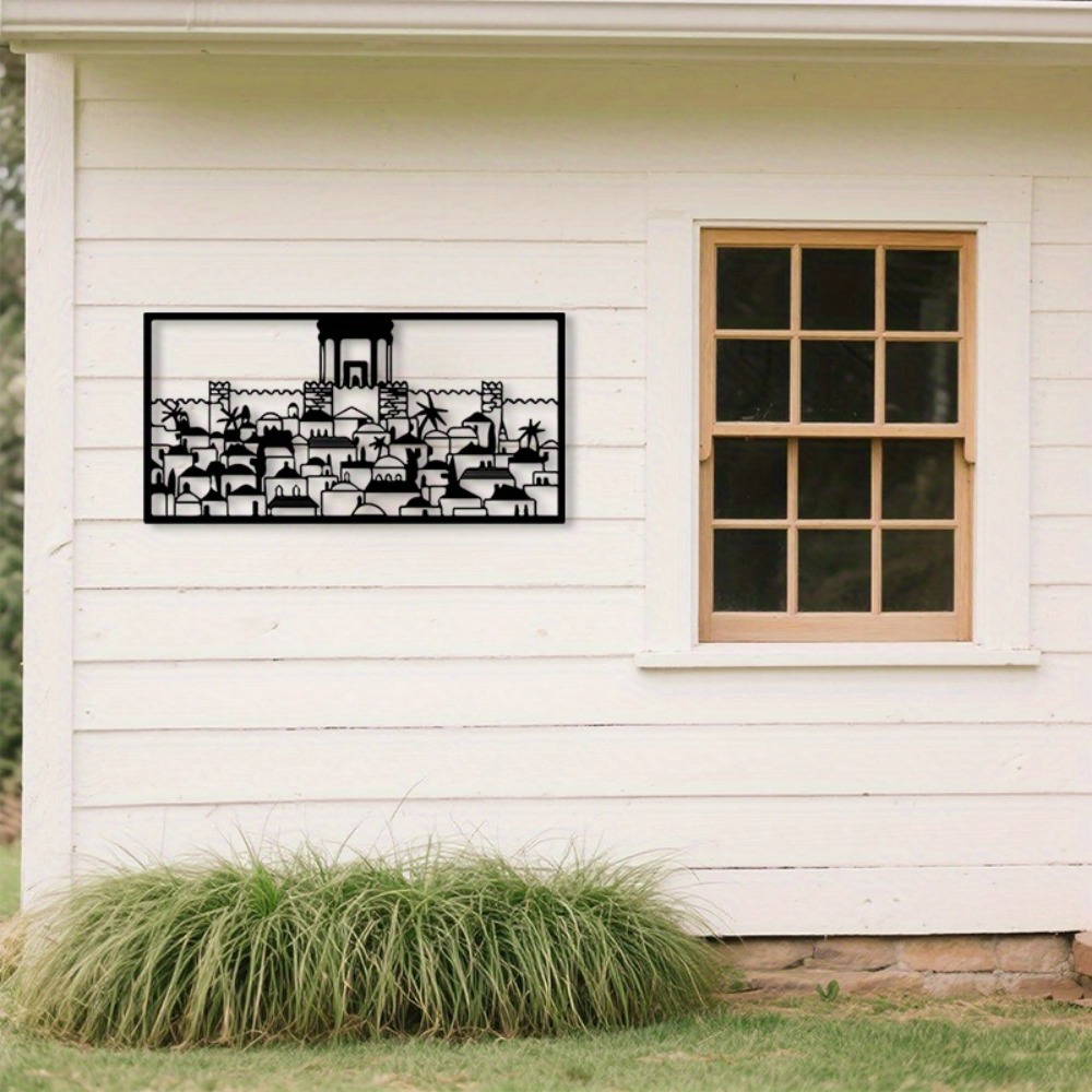 Home Decor - CIFBUY 金属製ウォールアート エルサレム壁画像 ユダヤ文化装飾 錆びにくい鉄工芸品 ホームハンギングオーナメント