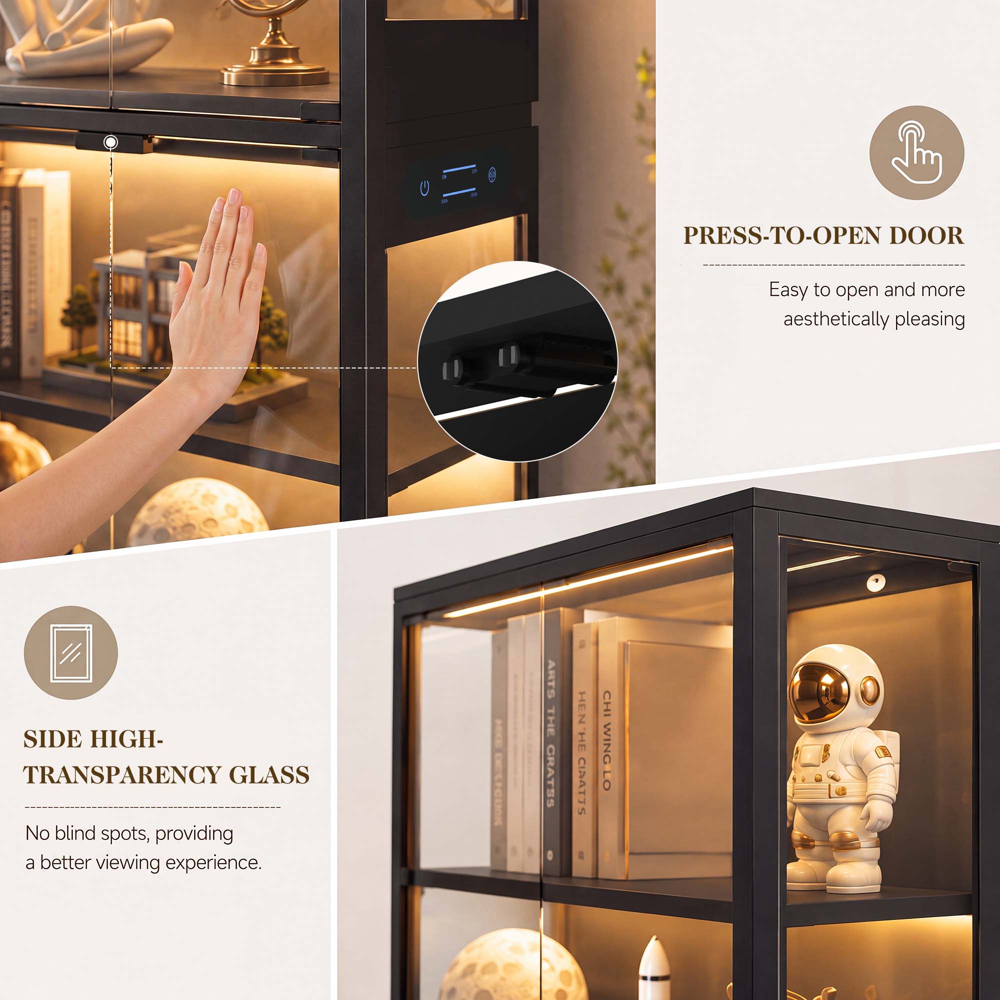 TCGBKAF 5段ディスプレイキャビネット、ガラス扉、モー - Storage & Organization のレビューと価格