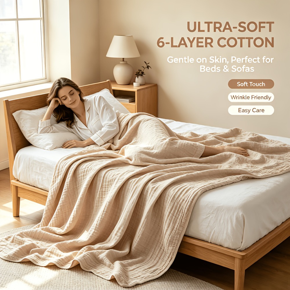 100%コットンモスリンブランケット 軽量コットンスロー 冷 - Muslin Cotton Bedspread のレビューと価格