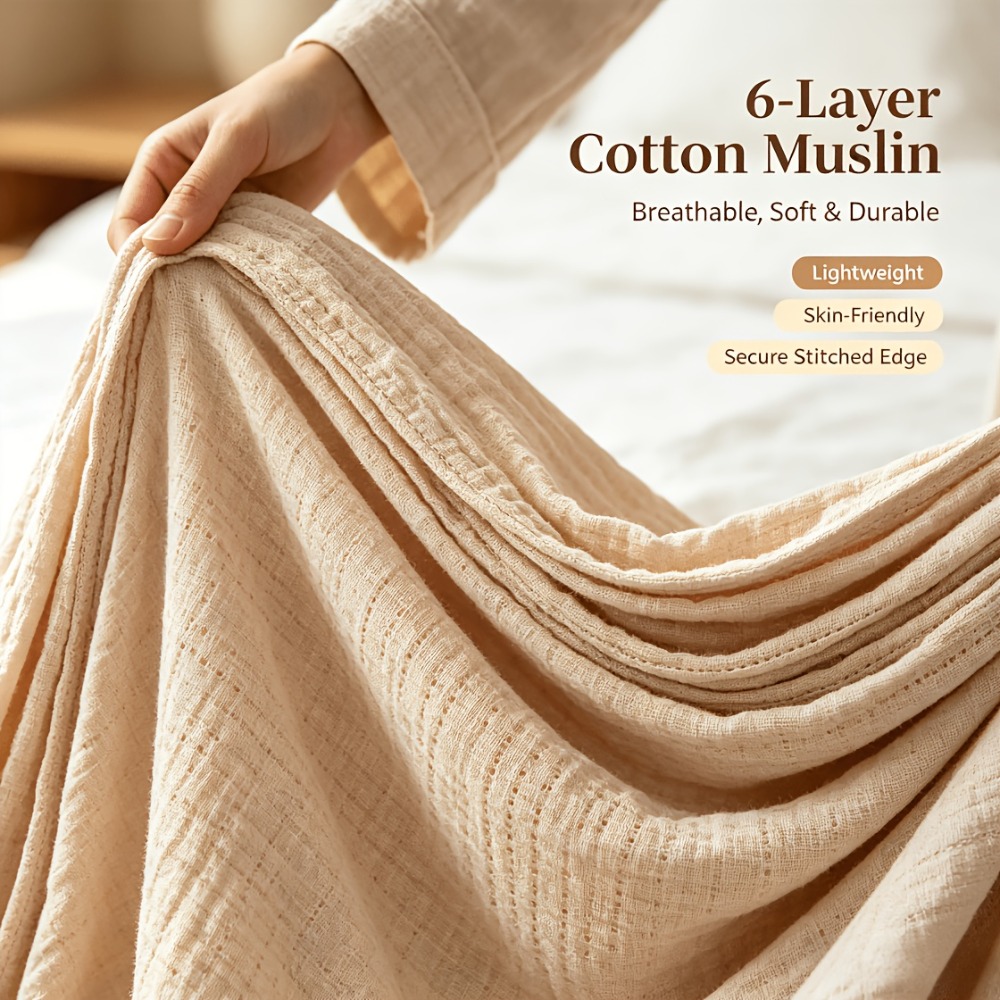 100%コットンモスリンブランケット 軽量コットンスロー 冷 - Muslin Cotton Bedspread のレビューと価格