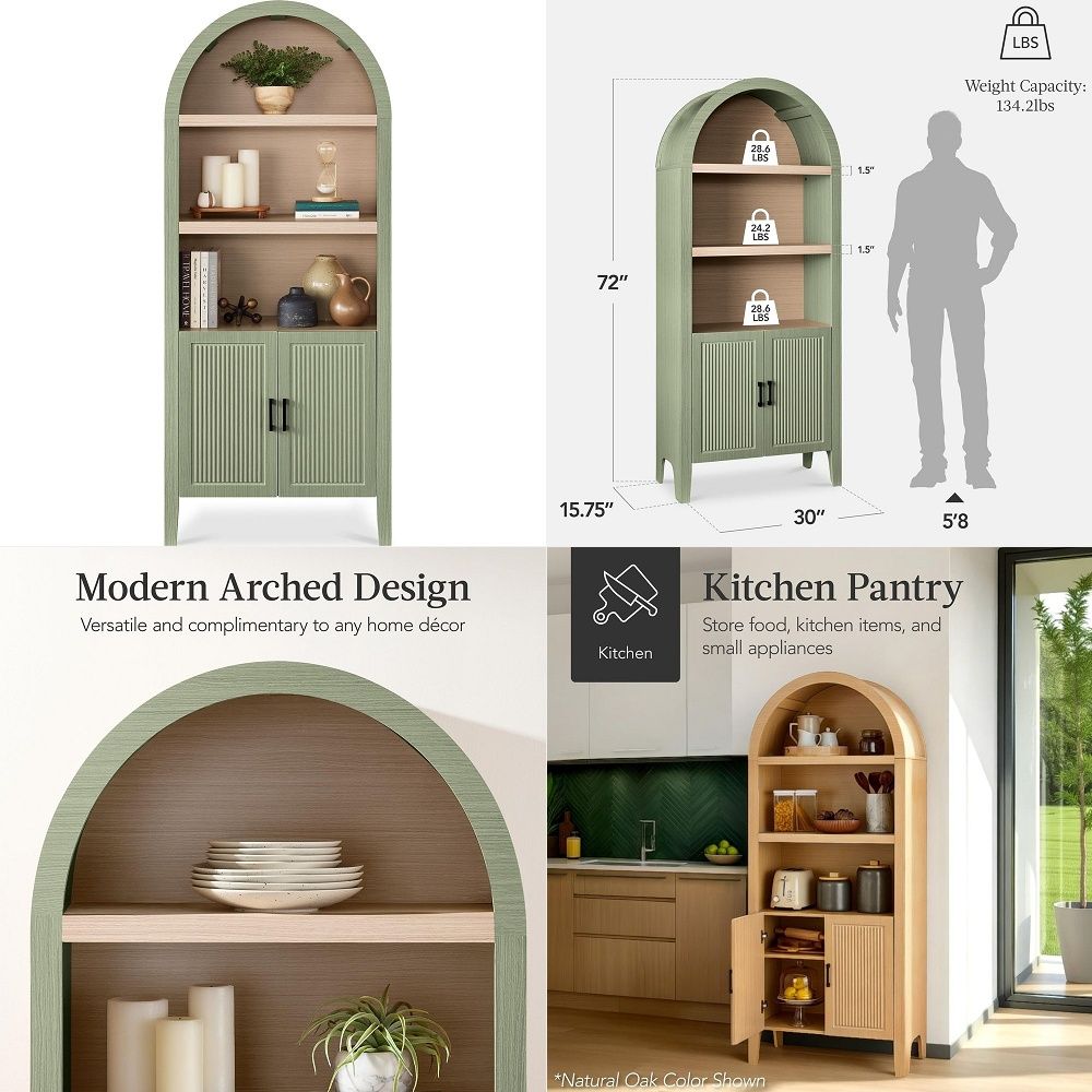 71インチの背の高いアーチ型キッチンパントリー、モダンファー - Storage & Organization のレビューと価格