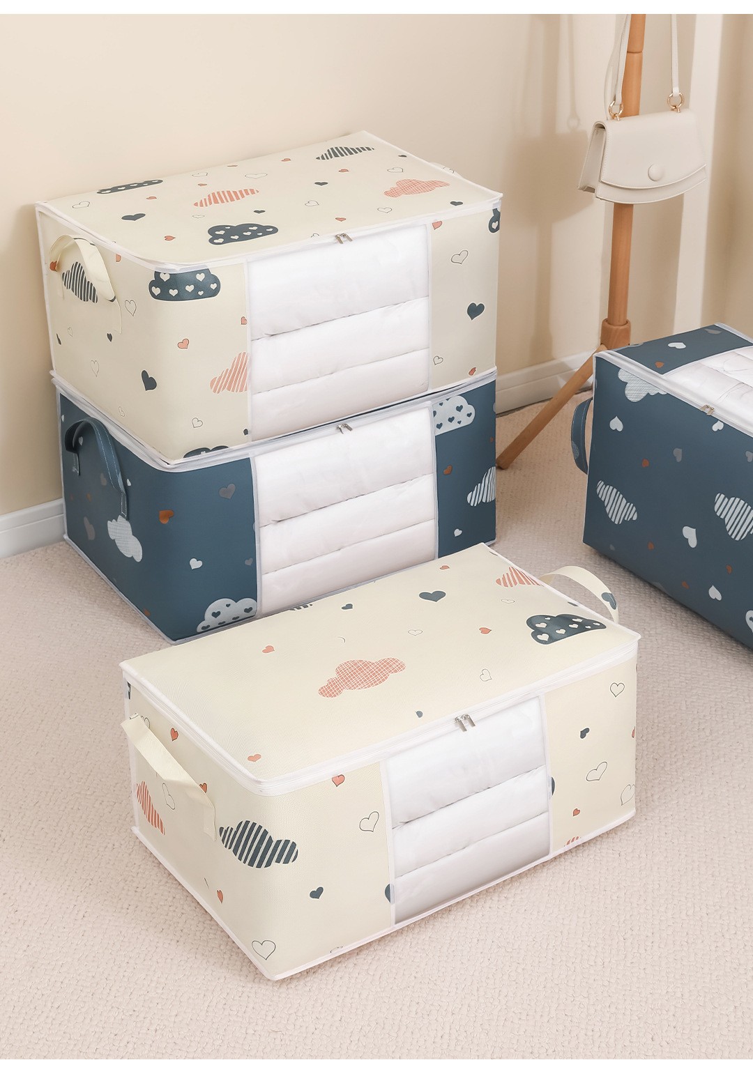 HOMEFISH 大容量折りたたみ式衣類収納バッグ、強化ハン - Bedding のレビューと価格