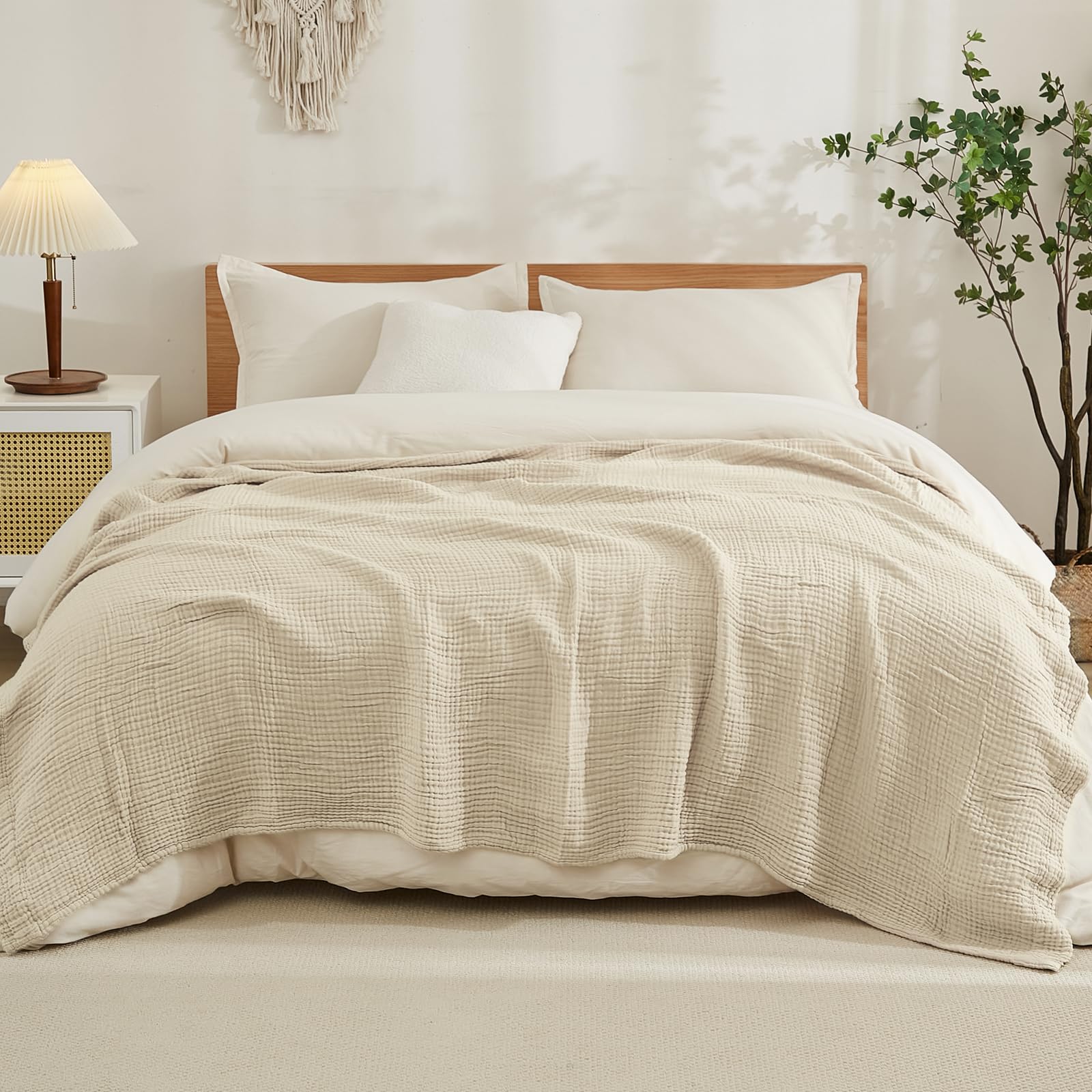 綿100%のベッド用ブランケット、柔らかいモスリンベッドブラ - Muslin Cotton Bedspread のレビューと価格