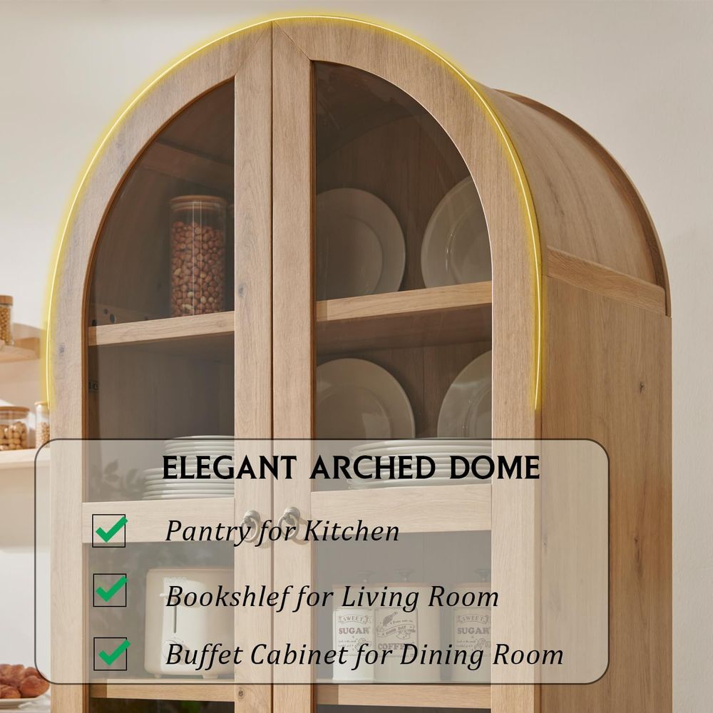 高さ71インチのアーチ型キッチンパントリー、アームハウス風木 - Kitchen のレビューと価格
