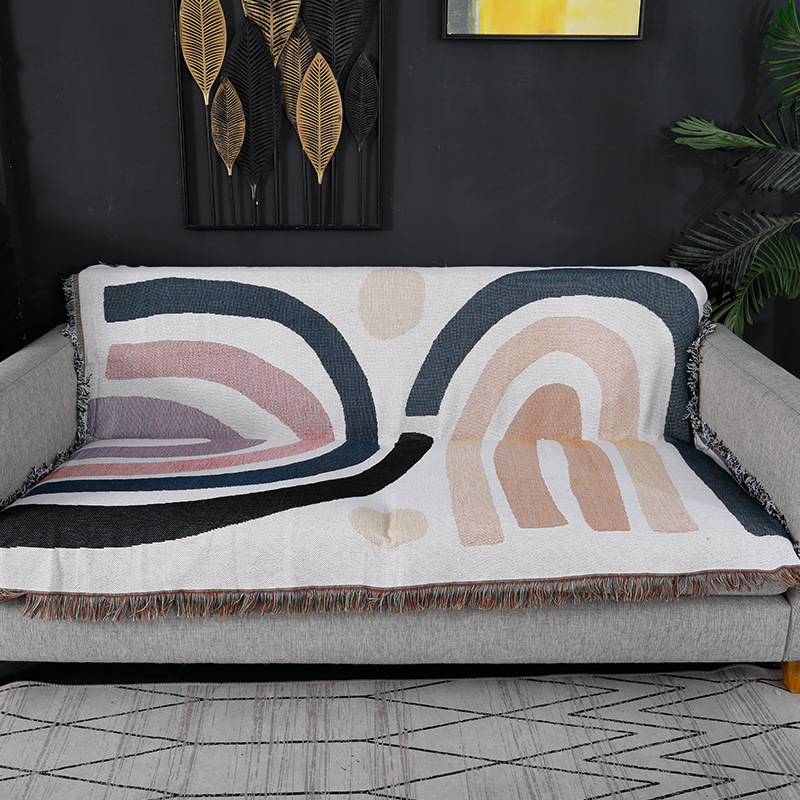 厚い綿の毛布,テキスタイル,都市,抽象的な虹のパターン,家の - Boho Throw Blanket Fringe のレビューと価格