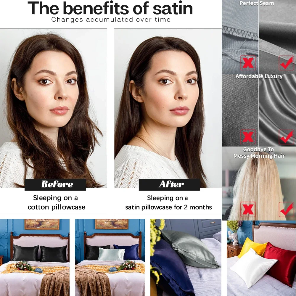 髪と肌用のサテン枕カバー 2 パック シルク枕カバーに似た非 - Satin Silk Pillowcase Hair Skin のレビューと価格
