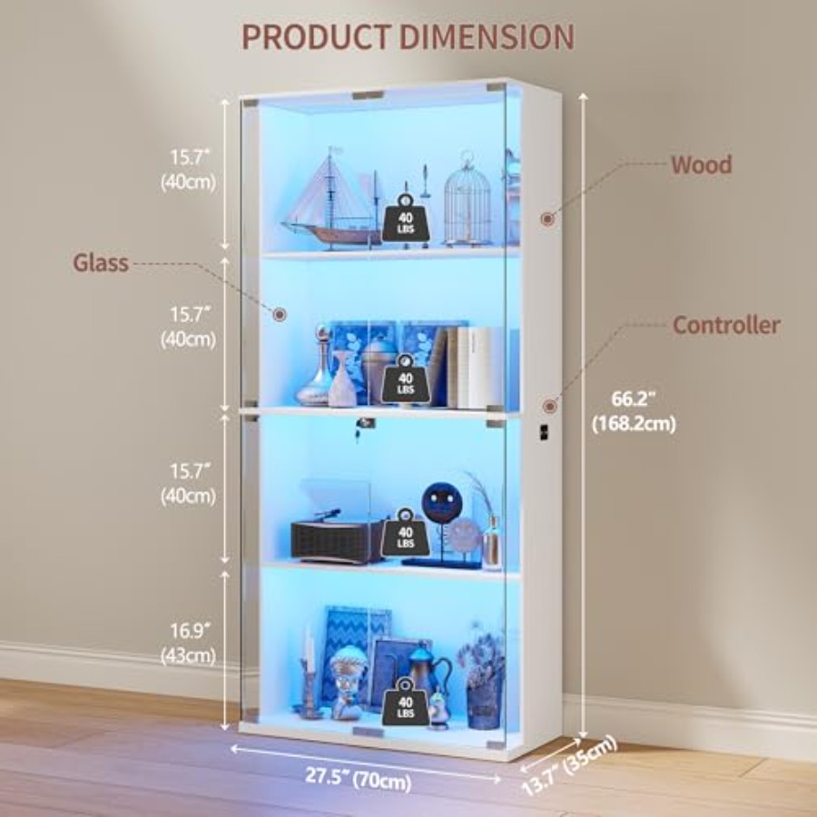 66インチガラスディスプレイキャビネット（コレクション、おも - Storage & Organization のレビューと価格