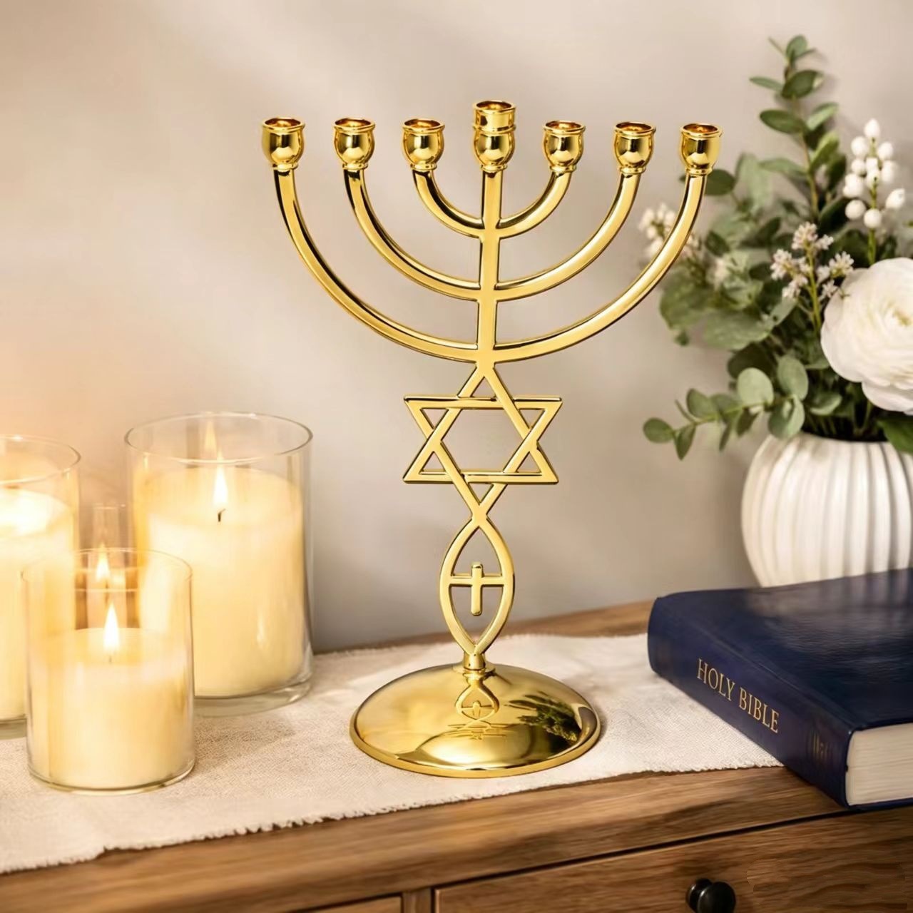 ハヌカ七灯式燭台セット ダビデの星 ユダヤ教燭台 ホームデコ - Home Decor のレビューと価格