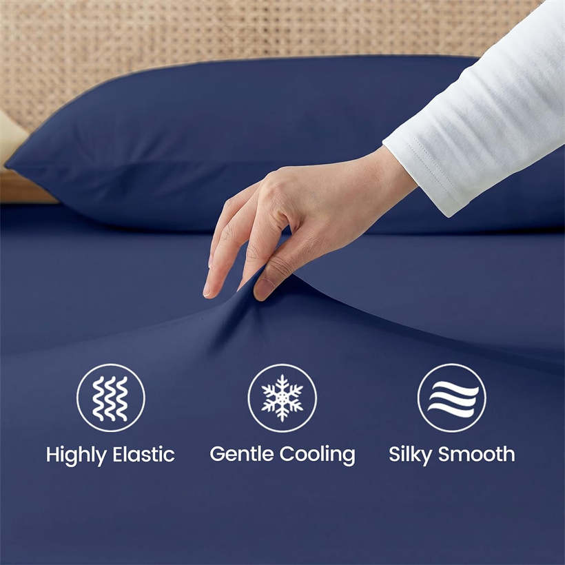 冷却ベッド用フィットシーツ アイスクールタッチ 通気性のある - Fitted Bed Sheets Deep Pocket のレビューと価格