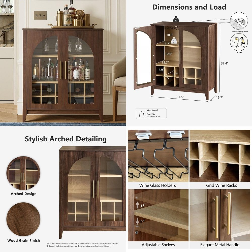 背の高い収納キャビネット、ガラス扉付き溝付きパントリーキャビ - Storage & Organization のレビューと価格