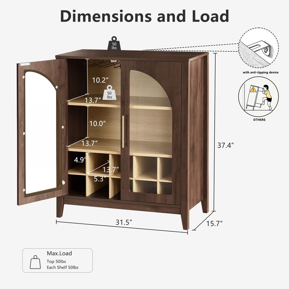背の高い収納キャビネット、ガラス扉付き溝付きパントリーキャビ - Storage & Organization のレビューと価格
