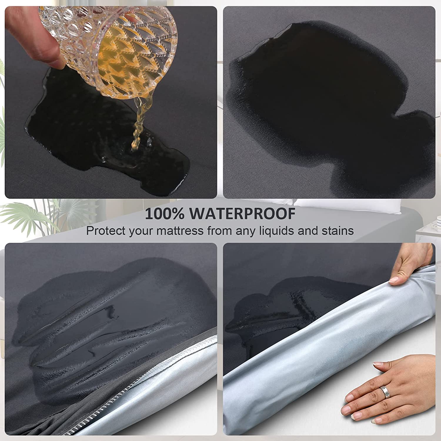 マットレスプロテクター,防水シートカバー,ベッドカバー,黒, - Waterproof Mattress Protector Breathable のレビューと価格