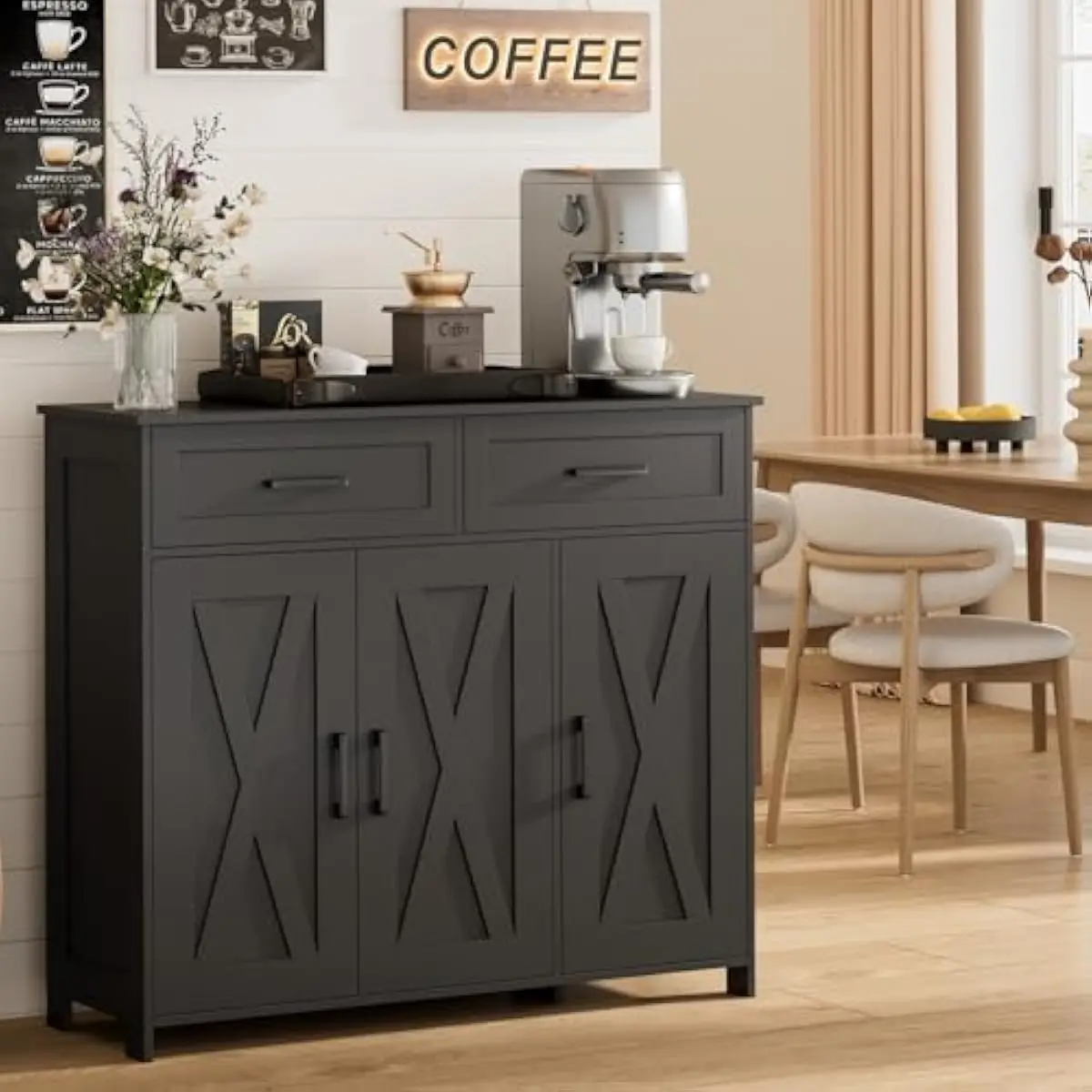 引き出し付きコーヒーバー収納キャビネット、キッチンビュッフェ - Storage & Organization のレビューと価格