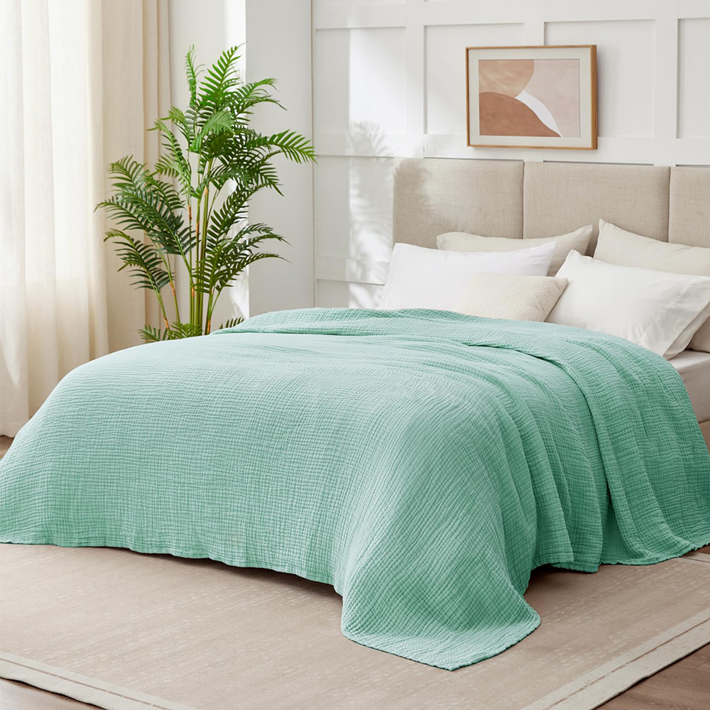6層コットンモスリンブランケット 軽量コットンスロー 冷感ソ - Muslin Cotton Bedspread のレビューと価格