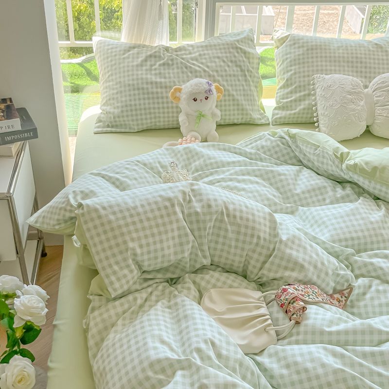 ジッパー付き羽毛布団カバーセット,市松模様のフラットシート, - Duvet Cover Sets With Zipper のレビューと価格