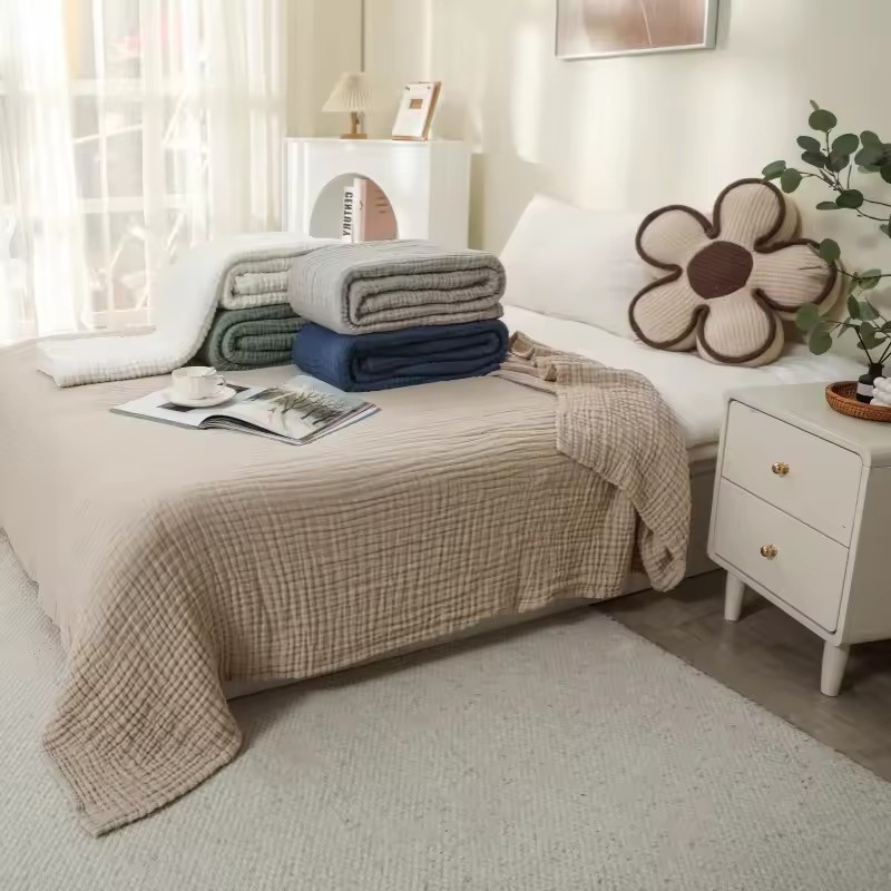 6層コットンモスリンブランケット 軽量コットンスロー 冷感ソ - Muslin Cotton Bedspread のレビューと価格