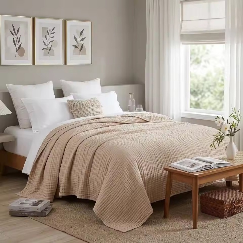 6層コットンモスリンブランケット 軽量コットンスロー 冷感ソ - Muslin Cotton Bedspread のレビューと価格