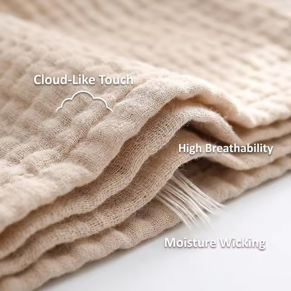 6層コットンモスリンブランケット 軽量コットンスロー 冷感ソ - Muslin Cotton Bedspread のレビューと価格