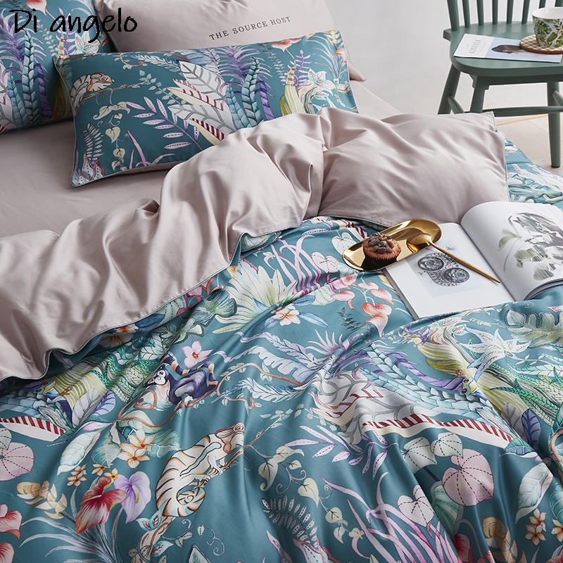600TC 4点セット エジプト綿 花鳥デジタルプリント寝具 - Aesthetic Floral Duvet Cover のレビューと価格