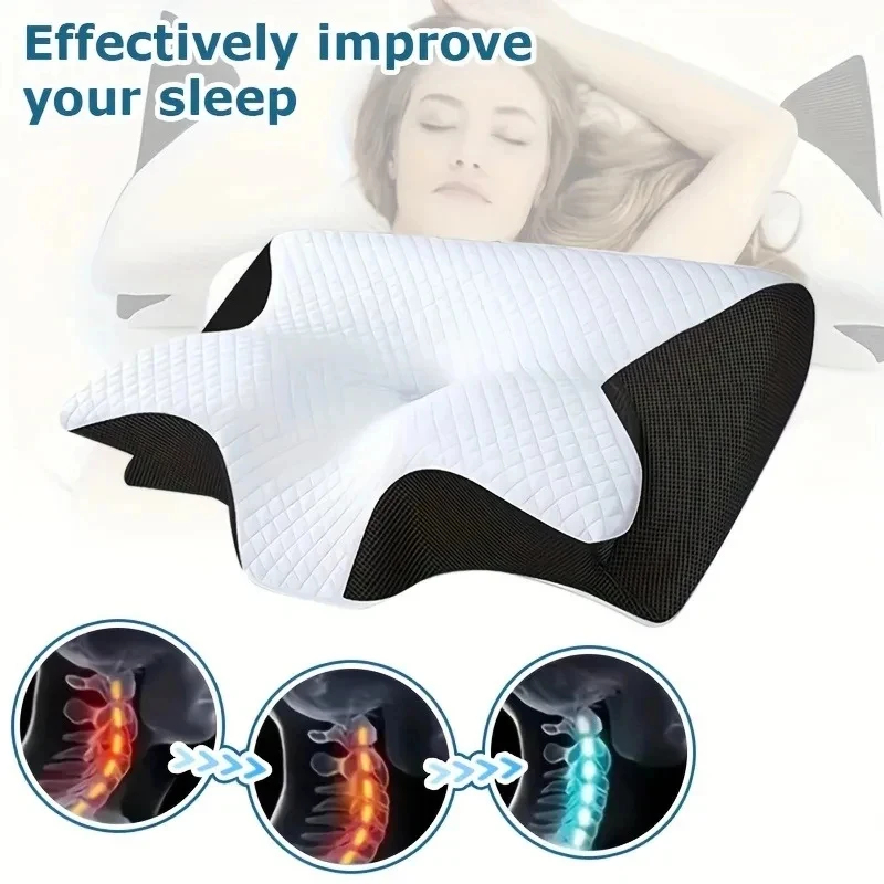 低反発素材の頸椎枕、横向き寝・仰向け寝・うつ伏せ寝対応、人間 - Memory Foam Orthopedic Pillow Neck Pain のレビューと価格