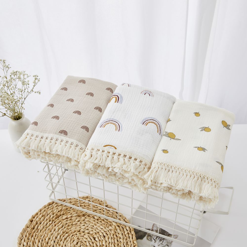 赤ちゃん用コットンモスリンブランケット,新生児用ブランケット - Muslin Cotton Bedspread のレビューと価格