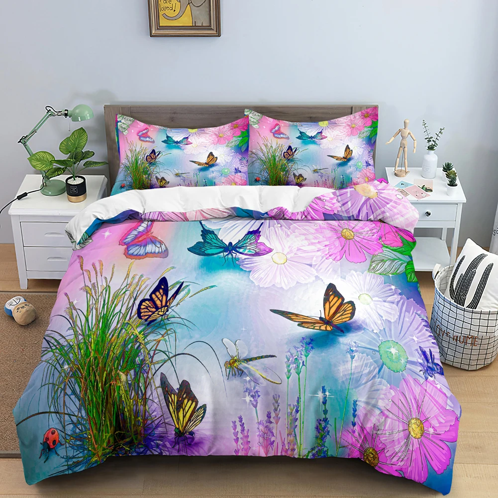 掛け布団カバー付きバタフライ寝具セット,3D花柄掛け布団カバ - Duvet Cover Sets With Zipper のレビューと価格