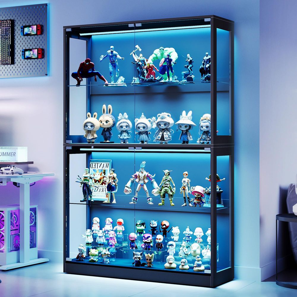 LEDライトストリップ付きキャビネット、ガラス扉付きモダンな - Lighting のレビューと価格