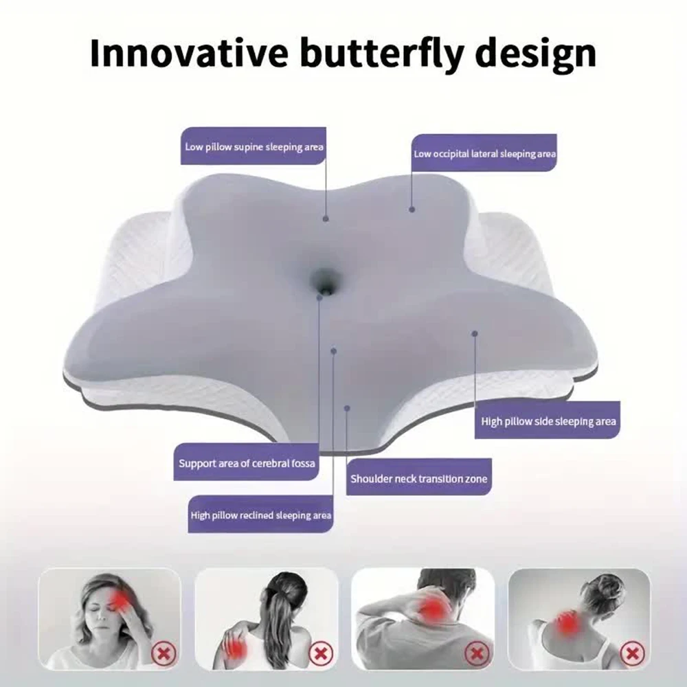 メモリーフォーム枕 バタフライ型 リラックス効果のある頸椎用 - Memory Foam Orthopedic Pillow Neck Pain のレビューと価格
