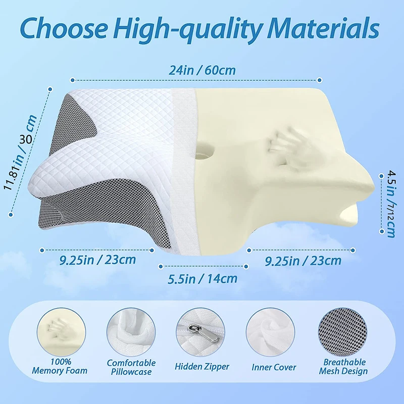 整形外科用輪郭ネックピロー メモリーフォーム 2 in 1  - Memory Foam Orthopedic Pillow Neck Pain のレビューと価格