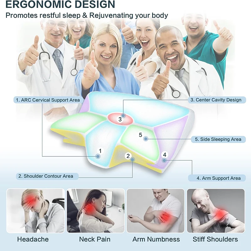 整形外科用輪郭ネックピロー メモリーフォーム 2 in 1  - Memory Foam Orthopedic Pillow Neck Pain のレビューと価格