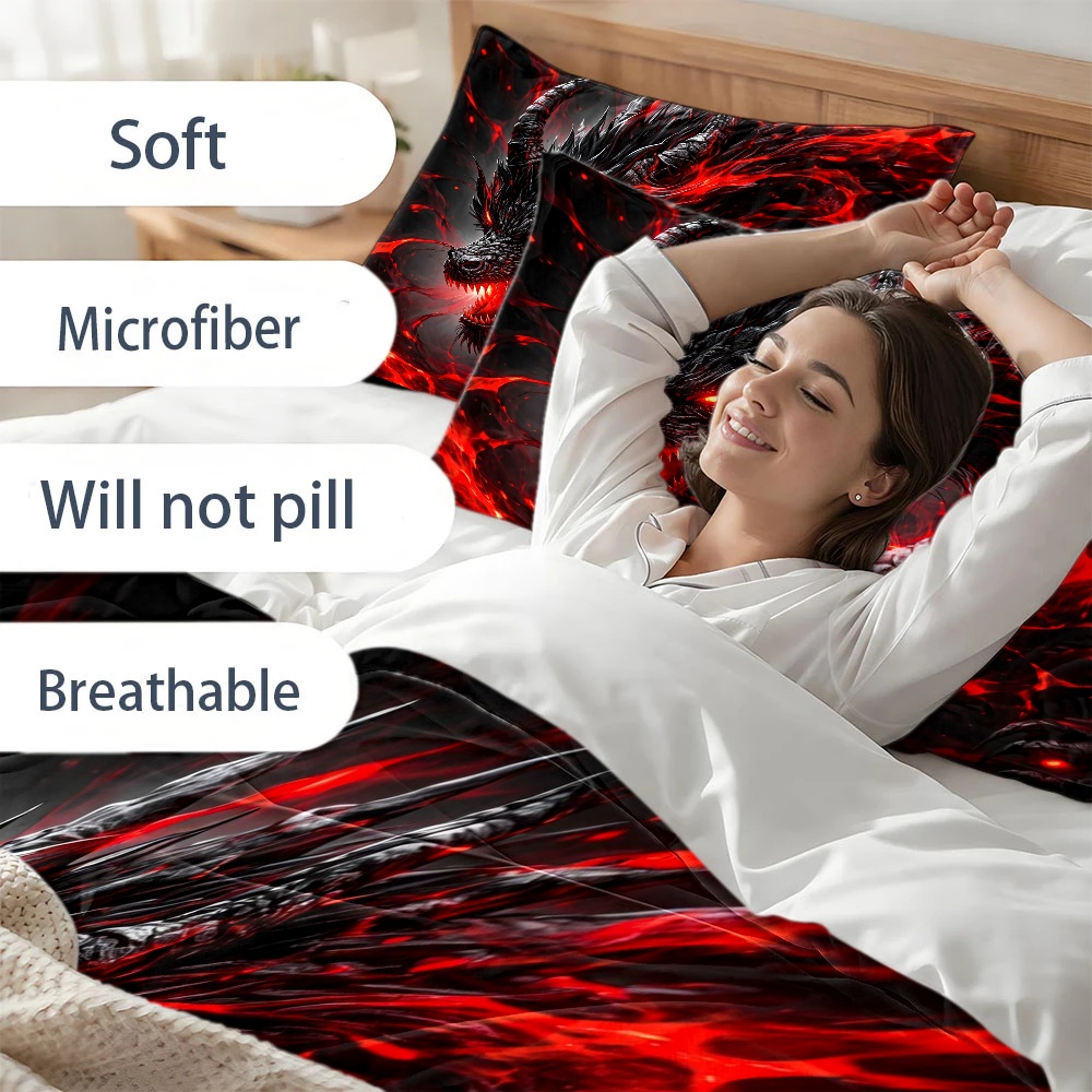 ダークドラゴン3点セット掛け布団カバーセット、オールシーズン - Duvet Cover Sets With Zipper のレビューと価格