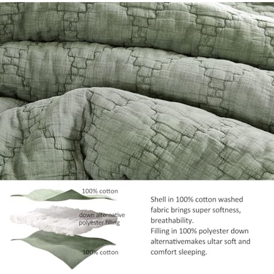 サイズキルトセット モスリンコットンシェル ダウン風ポリフィ - Muslin Cotton Bedspread のレビューと価格