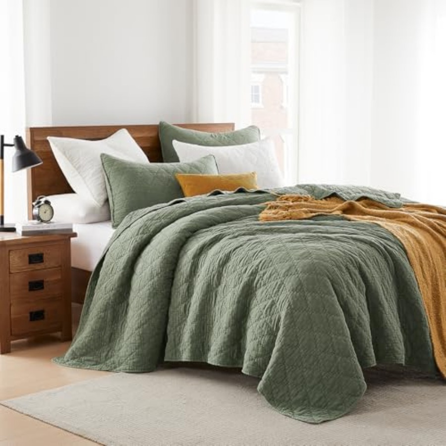 サイズキルトセット モスリンコットンシェル ダウン風ポリフィ - Muslin Cotton Bedspread のレビューと価格
