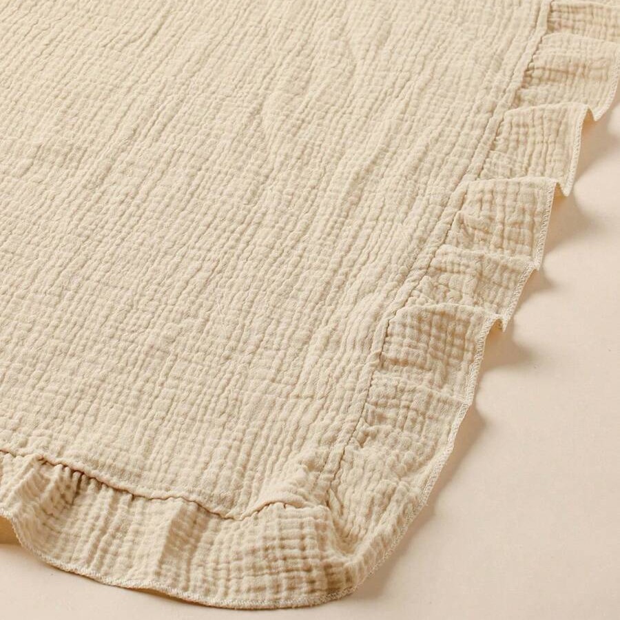 綿100% フリル付きモスリンブランケット、2層サマーガーゼ - Muslin Cotton Bedspread のレビューと価格