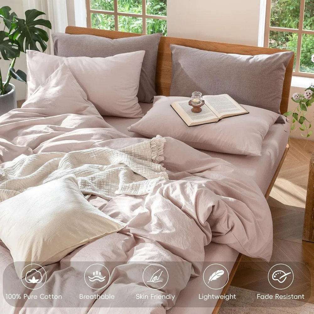 掛け布団カバーセット 100% ウォッシュドコットン クイー - Duvet Cover Sets With Zipper のレビューと価格